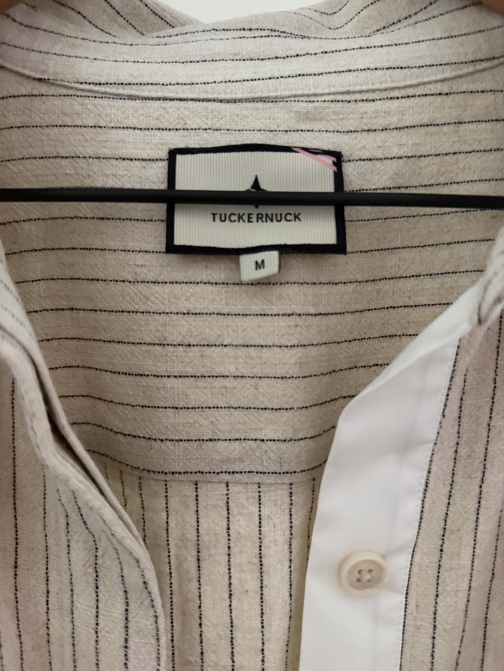 Tuckernuck Cream & Black Pinstripe Button-Front Shirt Dress Kate - Picture 6 of 8
